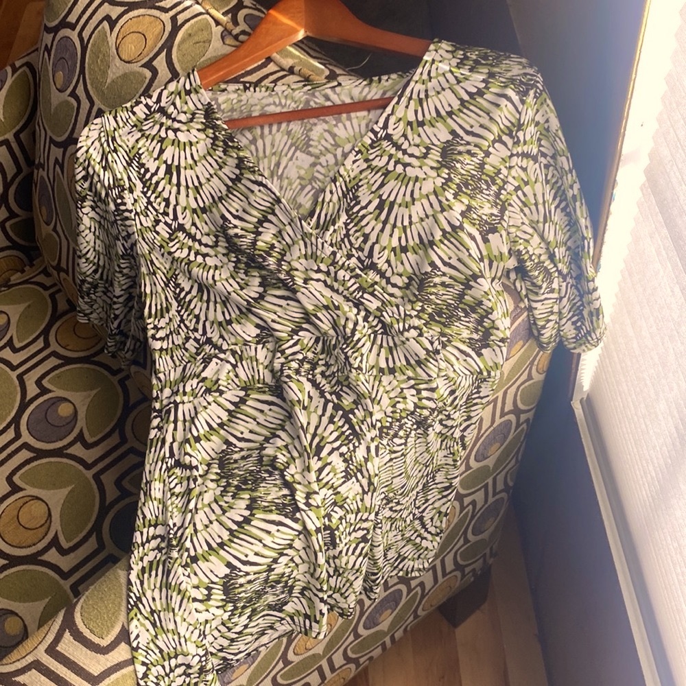 Merona brown and green geopattern